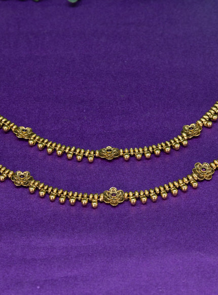 Antique anklet with floral design and golden beads