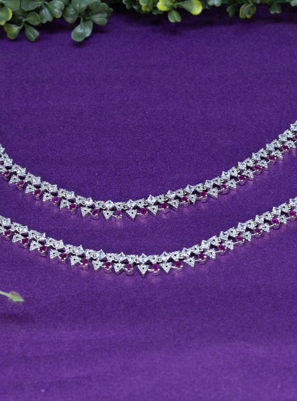 Zircon anklet simple design with ruby and cz stones