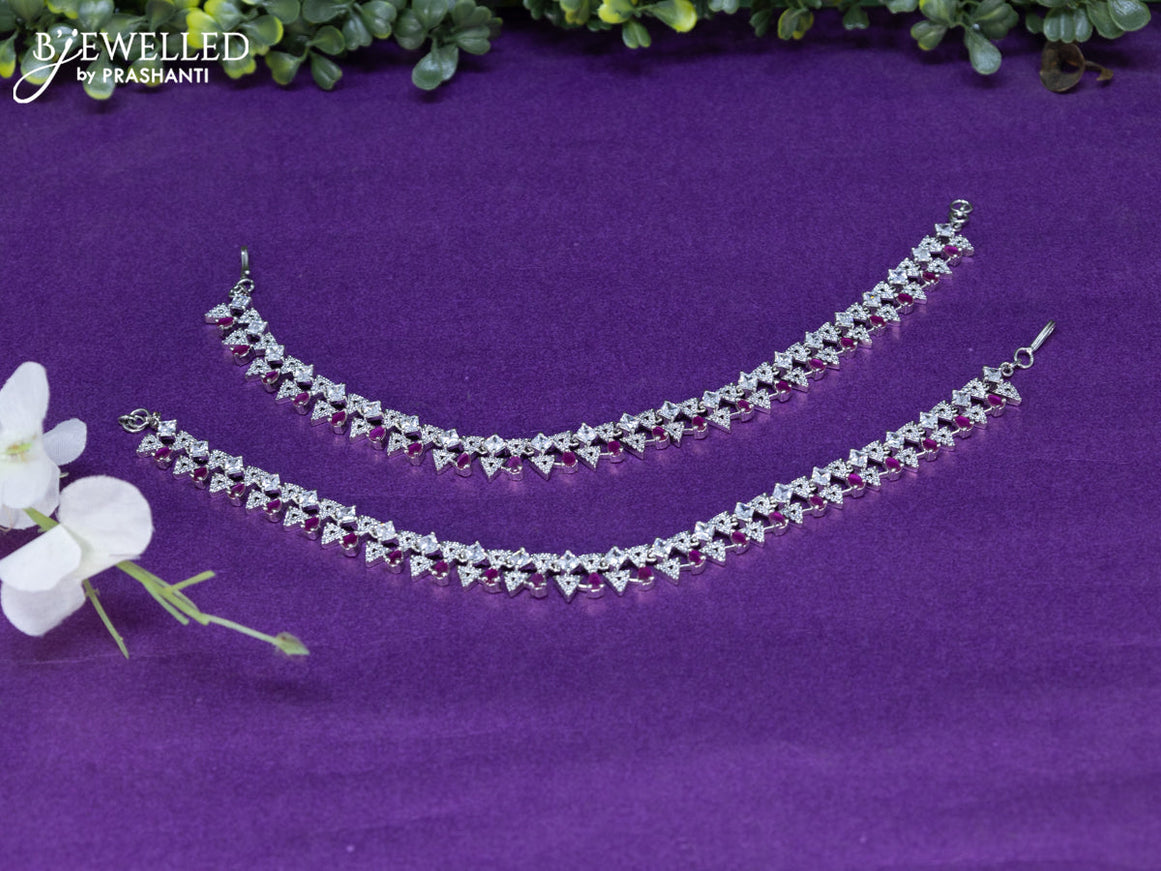 Zircon anklet simple design with ruby and cz stones