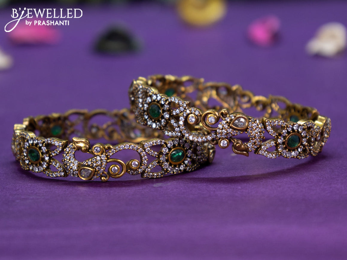 Victorian bangle with emerald and cz stones