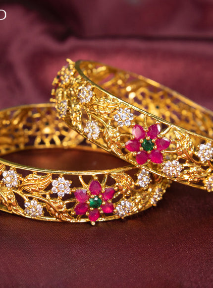 Antique bangle floral design with kemp and cz stones