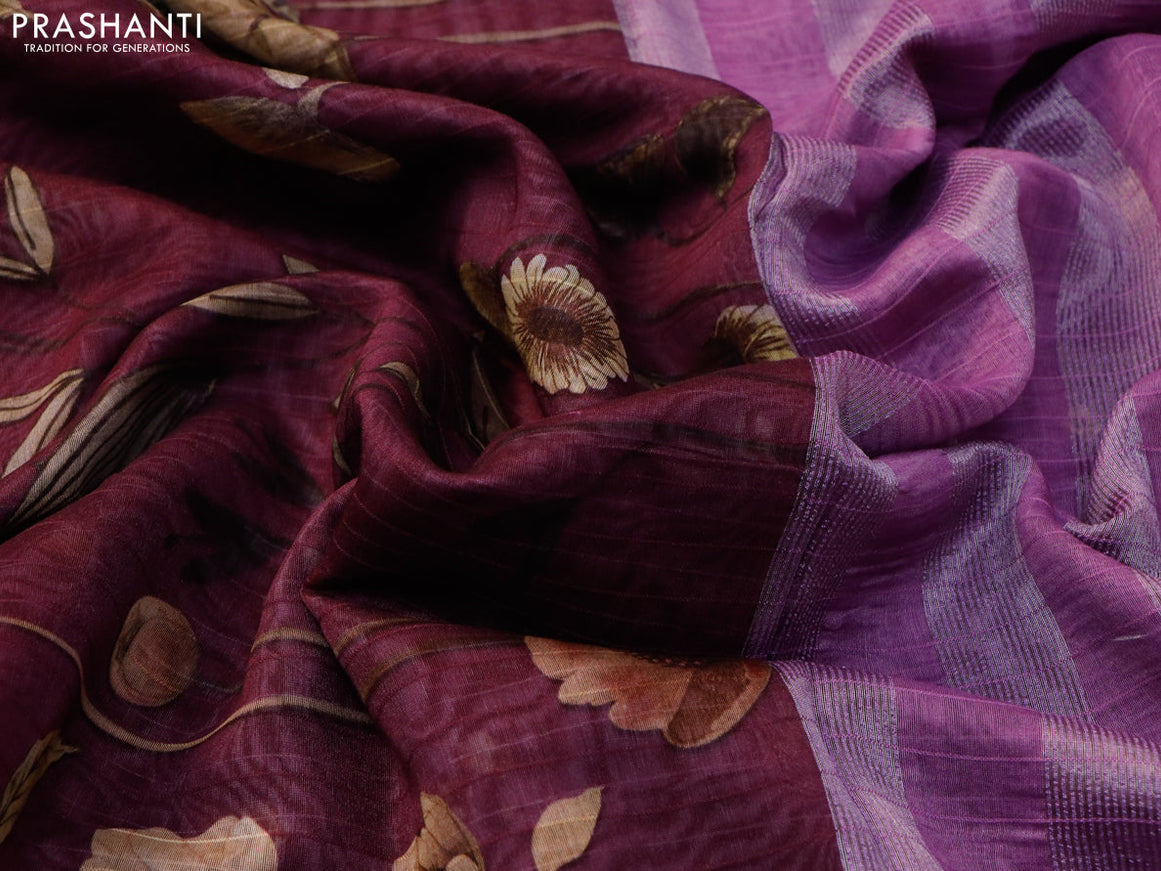 Maheshwari silk cotton saree maroon and light pink with allover prints and thread & zari woven border