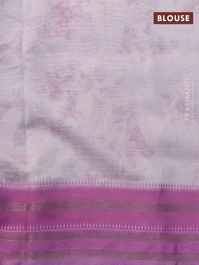 Maheshwari silk cotton saree pastel pink and pink shade with allover floral prints and thread & zari woven border