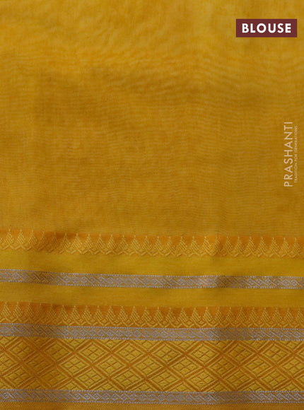 Maheshwari silk cotton saree yellow with allover prints and thread & zari woven border