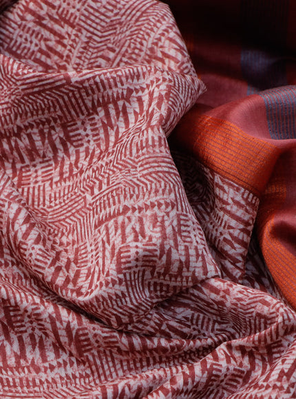 Maheshwari silk cotton saree maroon shade and blue with allover prints and thread & zari woven border