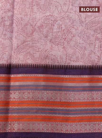 Maheshwari silk cotton saree maroon shade and orange with floral prints and thread & zari woven border