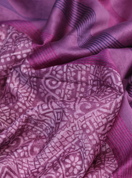 Maheshwari silk cotton saree purple and blue with allover prints and thread & zari woven border