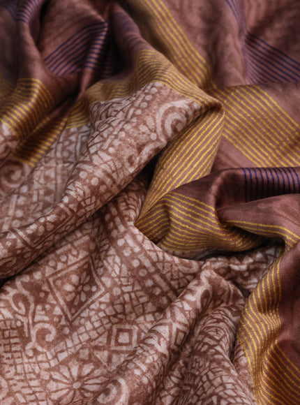 Maheshwari silk cotton saree brown and blue with allover prints and thread & zari woven border