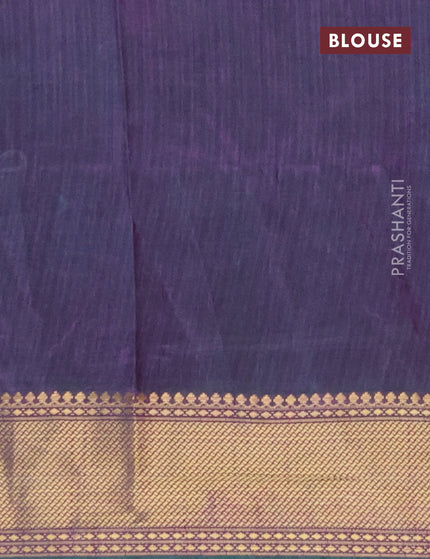 Semi tussar saree teal blue and dual shade of purple with allover ikat prints and zari woven border