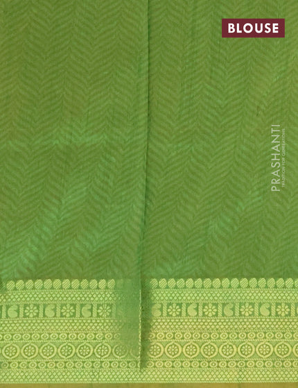 Semi tussar saree mustard yellow and green with allover ikat prints and zari woven border