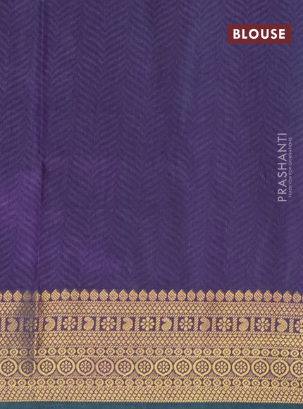 Semi tussar saree cs blue and dual shade of violet with allover ikat prints and zari woven border