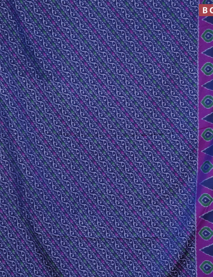 Semi tussar saree dark blue and purple with allover ikat prints and zari woven border