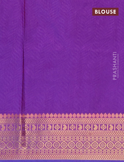 Semi tussar saree dark blue and purple with allover ikat prints and zari woven border