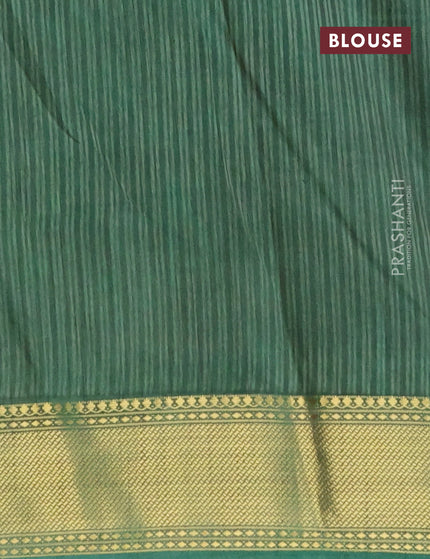 Semi tussar saree teal green and green with allover ikat prints and zari woven border