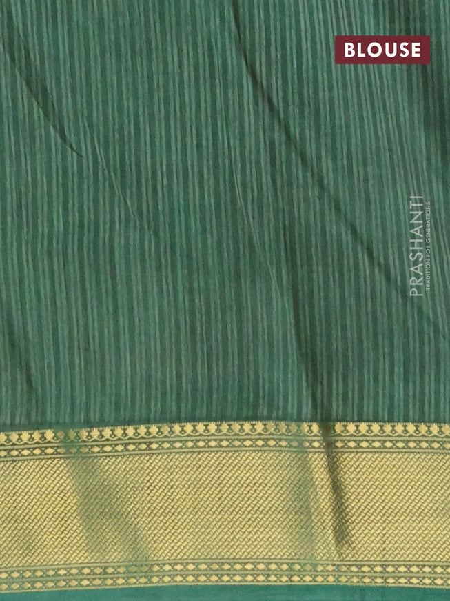 Semi tussar saree teal green and green with allover ikat prints and zari woven border