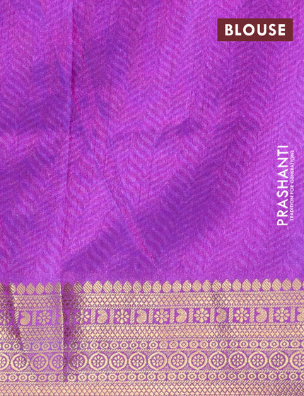 Semi tussar saree blue and purple with allover ikat prints and zari woven border