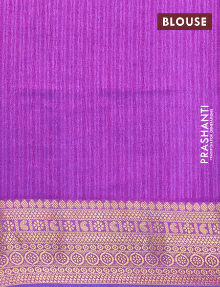 Semi tussar saree dark blue and purple with allover ikat prints and zari woven border