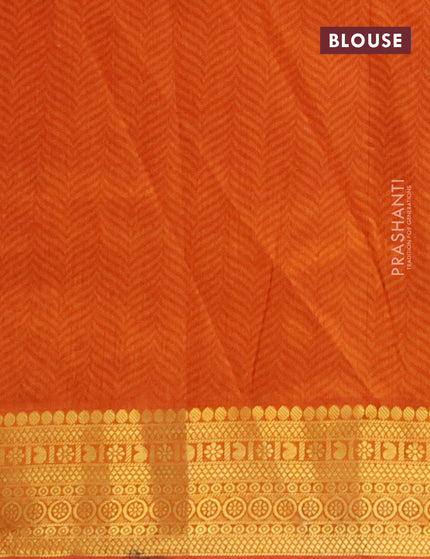 Semi tussar saree pink and mustard shade with allover ikat prints and zari woven border