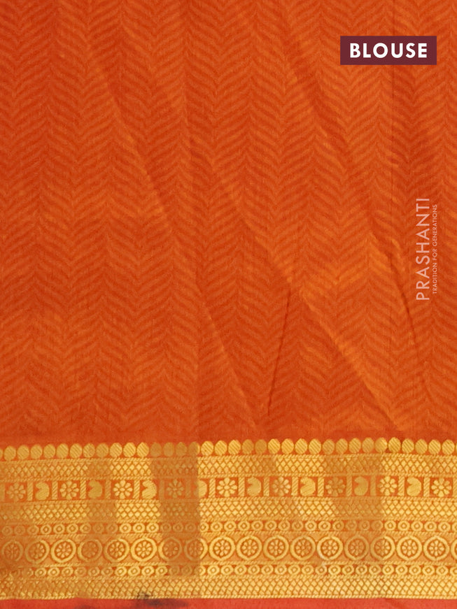 Semi tussar saree pink and mustard shade with allover ikat prints and zari woven border