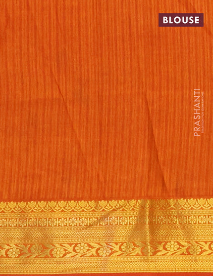 Semi tussar saree pink and mustard shade with ikat butta prints and zari woven border