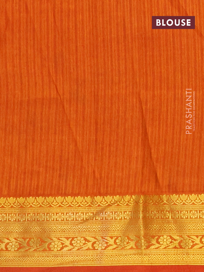 Semi tussar saree pink and mustard shade with ikat butta prints and zari woven border