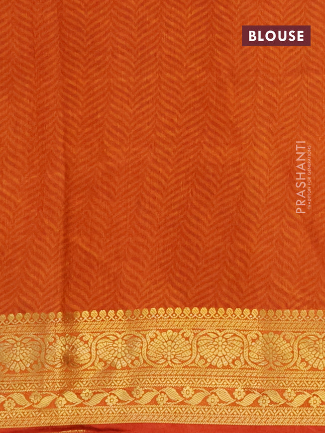 Semi tussar saree pink and mustard shade with allover ikat prints and zari woven border