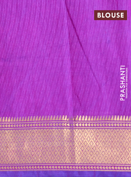 Semi tussar saree cs blue and purple with allover ikat prints and zari woven border