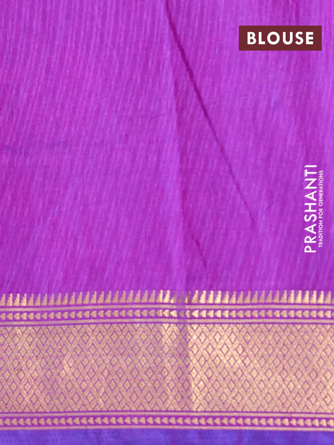 Semi tussar saree cs blue and purple with allover ikat prints and zari woven border