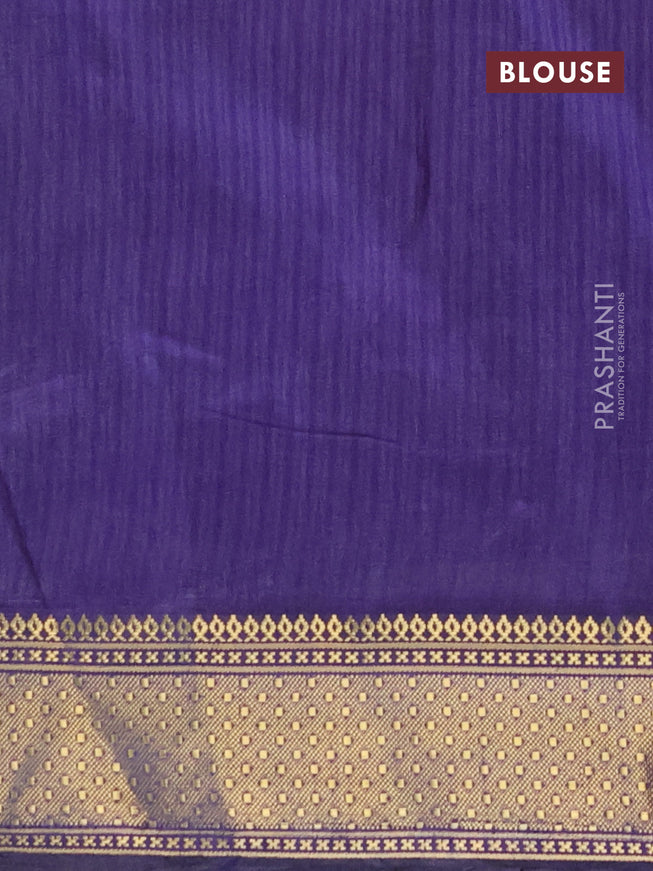 Semi tussar saree cs blue and dark blue with allover ikat prints and zari woven border