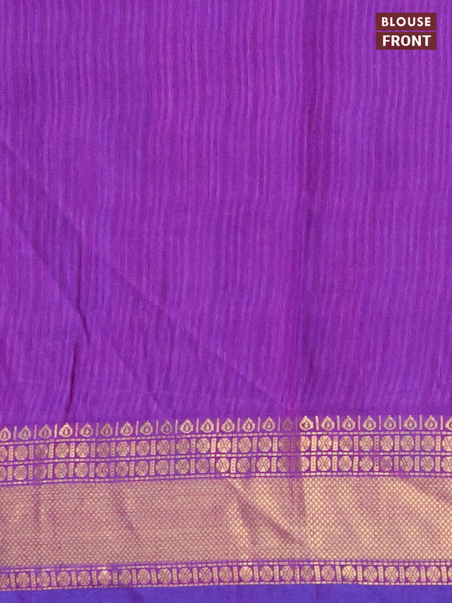 Semi tussar saree blue and purple with allover prints and zari woven border