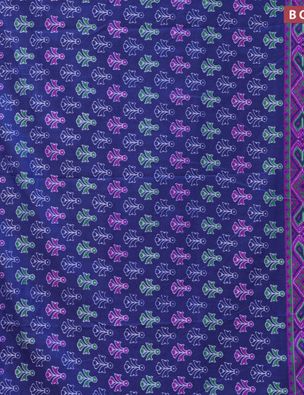 Semi tussar saree dark blue and purple with butta prints and zari woven border