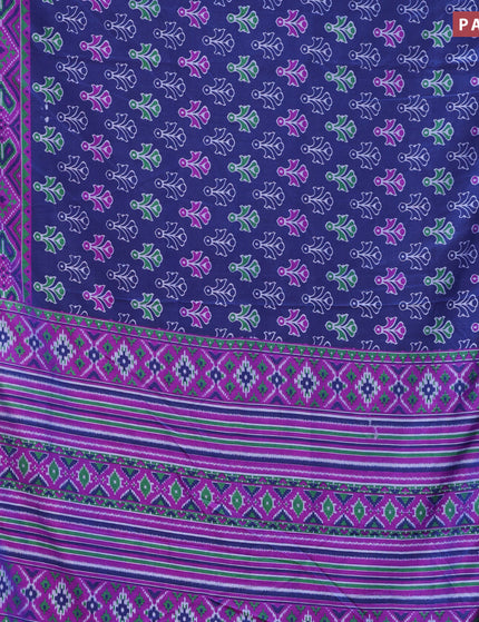 Semi tussar saree dark blue and purple with butta prints and zari woven border