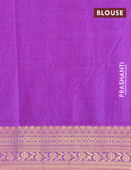 Semi tussar saree dark blue and purple with butta prints and zari woven border