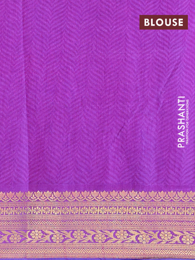 Semi tussar saree dark blue and purple with butta prints and zari woven border