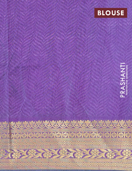 Semi tussar saree cs blue and dual shade of purple with butta prints and zari woven border