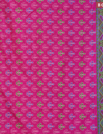 Semi tussar saree pink and dual shade of green with butta prints and zari woven border