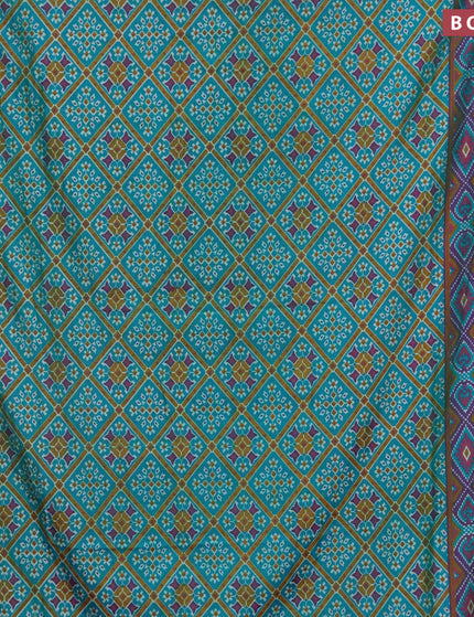 Semi tussar saree dual shade of teal green and dual shade of violet with allover prints and zari woven border