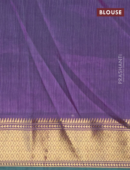 Semi tussar saree dual shade of teal green and dual shade of violet with allover prints and zari woven border