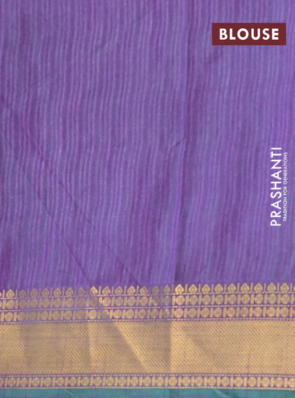 Semi tussar saree teal blue and dual shade of purple with allover ikat prints and zari woven border