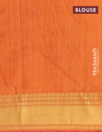 Semi tussar saree pink and rust shade with allover ikat prints and zari woven border