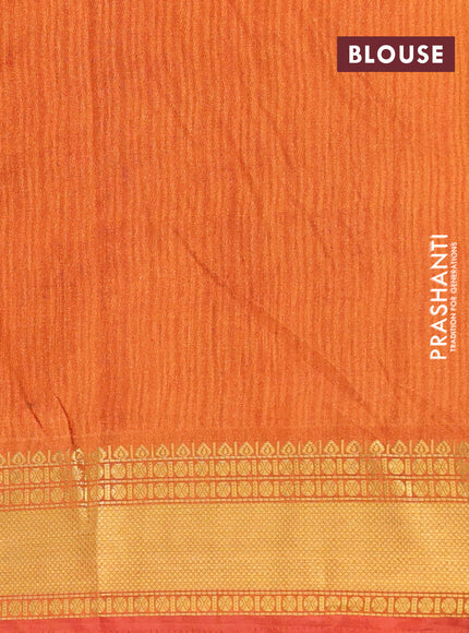 Semi tussar saree pink and rust shade with allover ikat prints and zari woven border