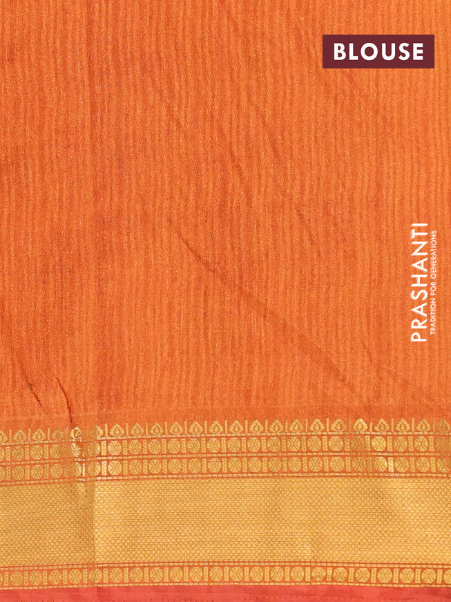 Semi tussar saree pink and rust shade with allover ikat prints and zari woven border