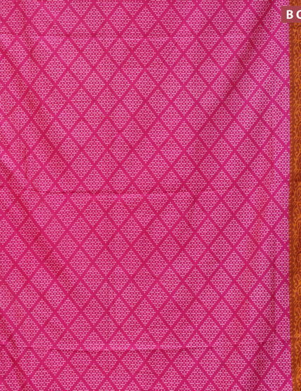 Semi tussar saree pink and rustic orange with allover butta prints and zari woven border