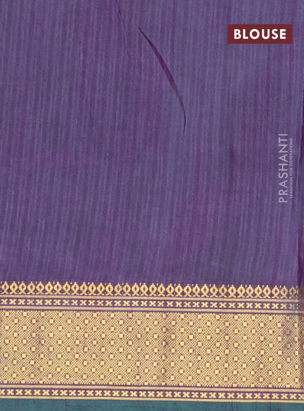 Semi tussar saree teal blue and dual shade of purple with allover ikat prints and zari woven border