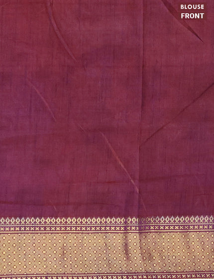 Semi tussar saree pink and dual shade of bluish maroon with allover patola prints and zari woven border