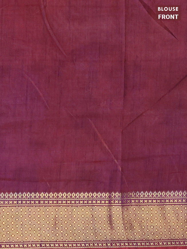 Semi tussar saree pink and dual shade of bluish maroon with allover patola prints and zari woven border