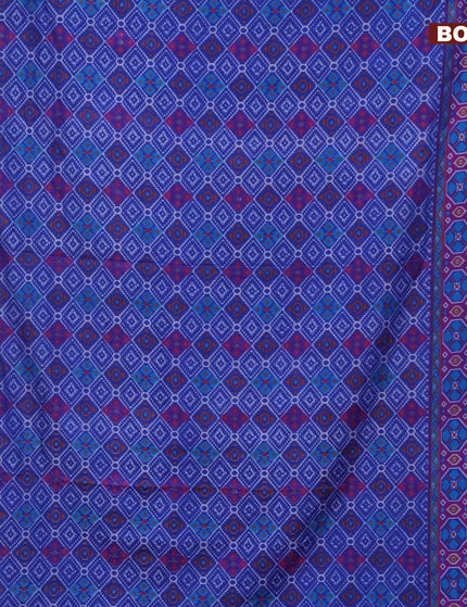 Semi tussar saree blue and purple with allover prints and zari woven border