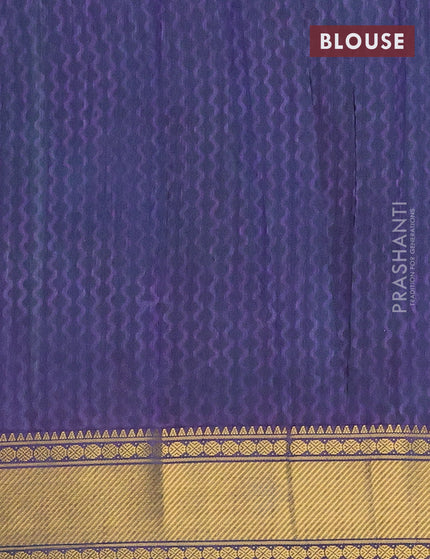 Semi tussar saree dual shade of cs blue and dual shade of bluish green with allover ikat prints and zari woven border