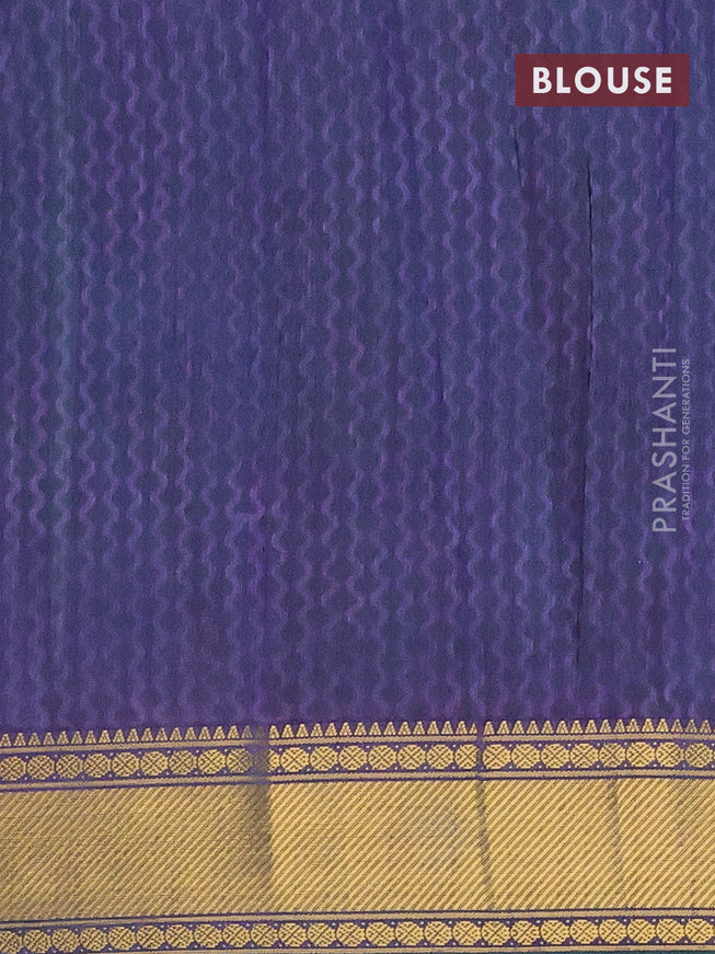 Semi tussar saree dual shade of cs blue and dual shade of bluish green with allover ikat prints and zari woven border