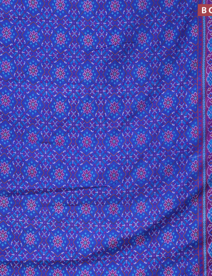 Semi tussar saree blue and purple with allover prints and zari woven border